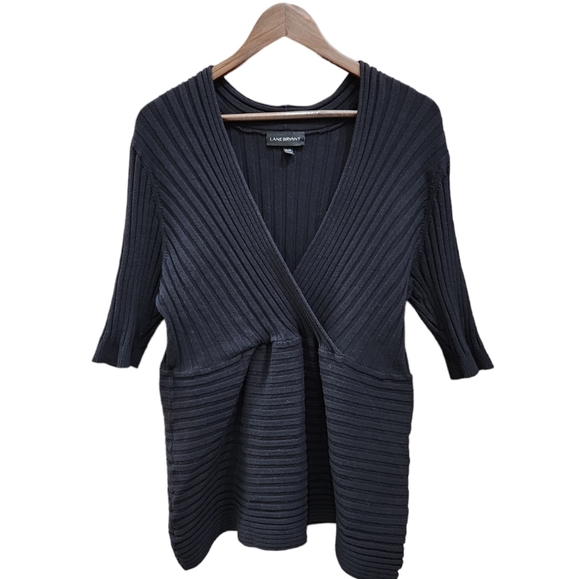 Lane Bryant Black Babydoll V-neck Top Sweater Size 26/28 - Picture 1 of 5
